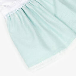 Mayoral Newborn-Girls Green & White Cotton & Linen Dress | Childrensalon