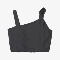 Girls Grey Asymmetric Crop Top