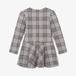 Mayoral-Girls Grey & Glittery Red Check Cotton Jersey Dress | Childrensalon