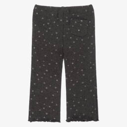 Mayoral-Girls Grey Glittery Stars Ribbed Jersey Leggings  | Childrensalon