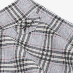 Mayoral-Girls Grey & Pink Glitter Check Skater Skirt | Childrensalon