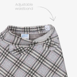 Mayoral-Girls Grey & Pink Glitter Check Skater Skirt | Childrensalon