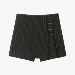 Girls Grey Pinstripe Jersey Skort with Ring Details