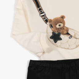 Mayoral-Girls Ivory & Black Faux Leather Leggings Set | Childrensalon