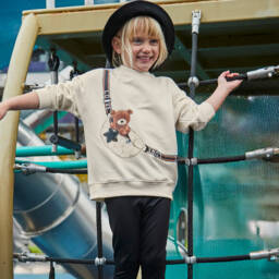 Mayoral-Girls Ivory & Black Faux Leather Leggings Set | Childrensalon