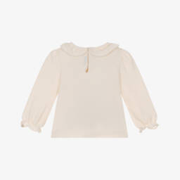 Mayoral-توب بأكمام طويلة قطن لون عاجي للبنات | Childrensalon