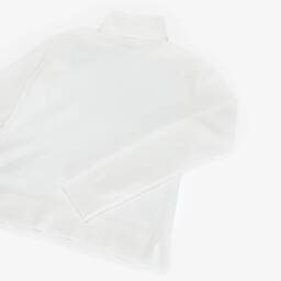 Mayoral-Girls Ivory Cotton Knit Roll Neck Top | Childrensalon