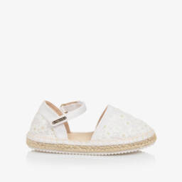 Mayoral-Girls Ivory Embroidered Espadrilles | Childrensalon