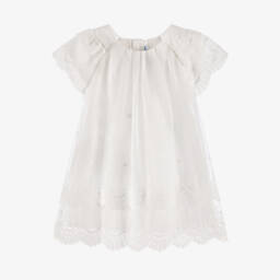 Mayoral-Girls Ivory Embroidered Tulle Dress | Childrensalon