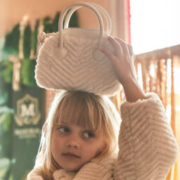 Mayoral-Сумочка кремовая из искусственного меха и кожи для девочек (20см) | Childrensalon