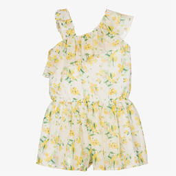 Mayoral-Girls Ivory Floral Playsuit | Childrensalon