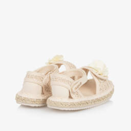 Mayoral-Girls Ivory Flower Woven Sandals | Childrensalon