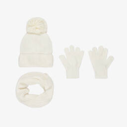 Mayoral-Girls Ivory Knitted Hat, Glove & Scarf Set | Childrensalon