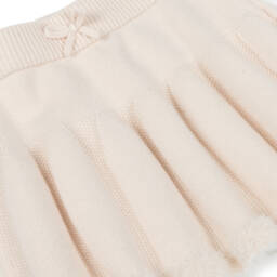 Mayoral-Girls Ivory Knitted Skirt with Faux Fur Trim | Childrensalon