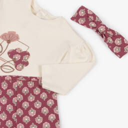 Mayoral-Girls Ivory & Pink Floral Cotton Leggings Set | Childrensalon