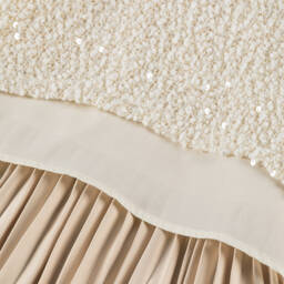 Mayoral-Girls Ivory Sequin & Beige Pleated Dress Set | Childrensalon