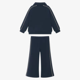 Mayoral-Girls Navy Blue Jersey Tracksuit with Zip-Up Top | Childrensalon