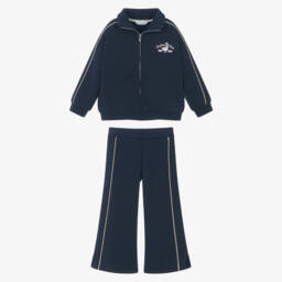 Mayoral-Girls Navy Blue Jersey Tracksuit with Zip-Up Top | Childrensalon