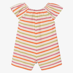Mayoral-Girls Orange Striped Knit Playsuit | Childrensalon
