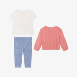 Mayoral-Girls Pink & Blue Cotton Leggings Set | Childrensalon