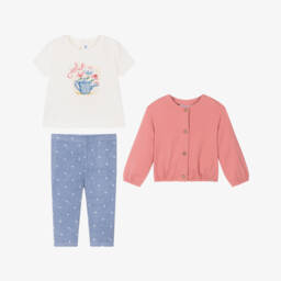 Mayoral-Girls Pink & Blue Cotton Leggings Set | Childrensalon