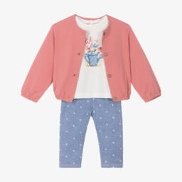 Mayoral-Girls Pink & Blue Cotton Leggings Set | Childrensalon