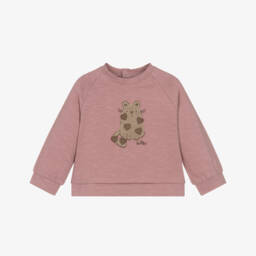 Mayoral-Girls Pink Cotton Jersey Top with Cat Motif | Childrensalon