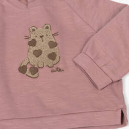 Mayoral-Топ розовый из хлопкового трикотажа с котом для девочек | Childrensalon