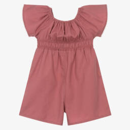 Mayoral-Girls Pink Cotton & Lyocell Playsuit | Childrensalon