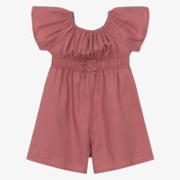 Mayoral-Girls Pink Cotton & Lyocell Playsuit | Childrensalon