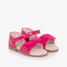 Mayoral-Girls Pink Faux Patent Leather Sandals | Childrensalon