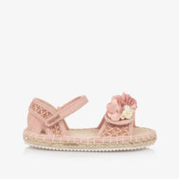 Mayoral-Girls Pink Flower Woven Sandals | Childrensalon