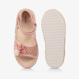 Mayoral-Girls Pink Flower Woven Sandals | Childrensalon