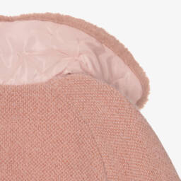 Mayoral-Пальто розовое пушистое с воротником из искусственного меха для девочек | Childrensalon