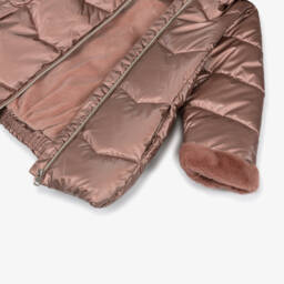 Mayoral-Пуховик розовый металлик с поясом для девочек | Childrensalon