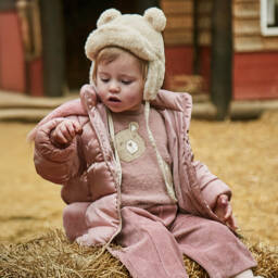 Mayoral-Пуховик розовый металлик с поясом для девочек | Childrensalon