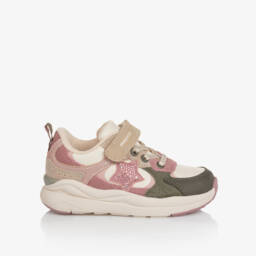 Mayoral-Кроссовки розово-кремовые из кожи с блестящей звездой для девочек | Childrensalon