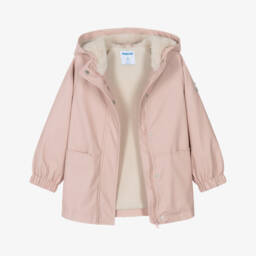 Mayoral-Girls Pink Raincoat with Fleece & Faux Fur Lining | Childrensalon