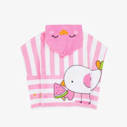 Mayoral Newborn-Girls Pink Striped Cotton Poncho Towel | Childrensalon