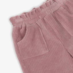 Mayoral-Girls Pink Velour Corduroy Wide Leg Trousers | Childrensalon