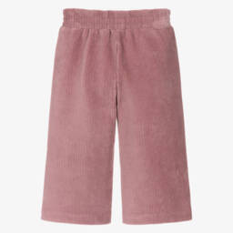 Mayoral-Girls Pink Velour Corduroy Wide Leg Trousers | Childrensalon