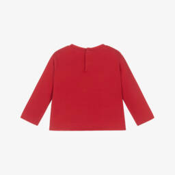 Mayoral-Girls Red Cotton Bow Print Top | Childrensalon
