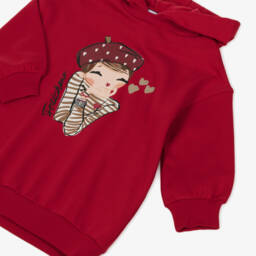 Mayoral-Girls Red Cotton Girl Print Hoodie Dress | Childrensalon