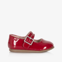 Mayoral-Girls Red Patent Bar Shoes with Diamanté Buckle | Childrensalon