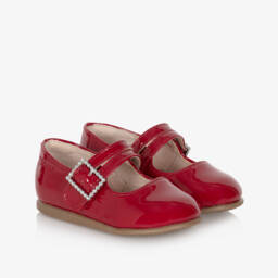 Mayoral-Girls Red Patent Bar Shoes with Diamanté Buckle | Childrensalon