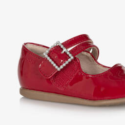 Mayoral-Girls Red Patent Bar Shoes with Diamanté Buckle | Childrensalon