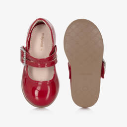 Mayoral-Girls Red Patent Bar Shoes with Diamanté Buckle | Childrensalon