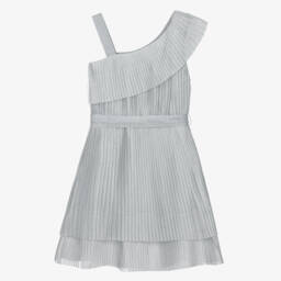 Mayoral-Girls Sparkly Silver Pleated Dress | Childrensalon