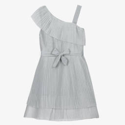 Mayoral-Girls Sparkly Silver Pleated Dress | Childrensalon