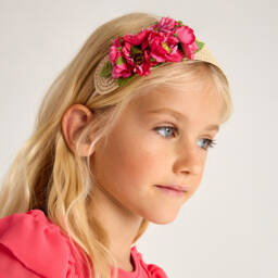 Mayoral-Girls Vibrant Pink Flower Hairband | Childrensalon